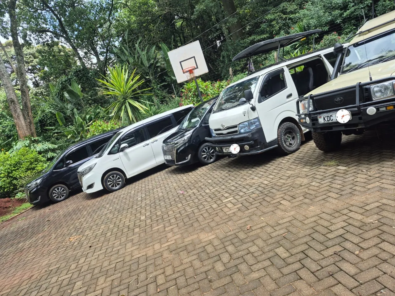 Novalux vehicles parked together, including a safari Land Cruiser